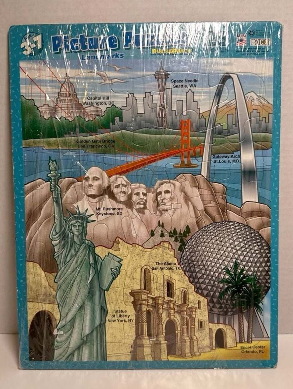 Vintage Americana 1999 Patch Picture  Landmarks 25 Pc Tray Puzzle